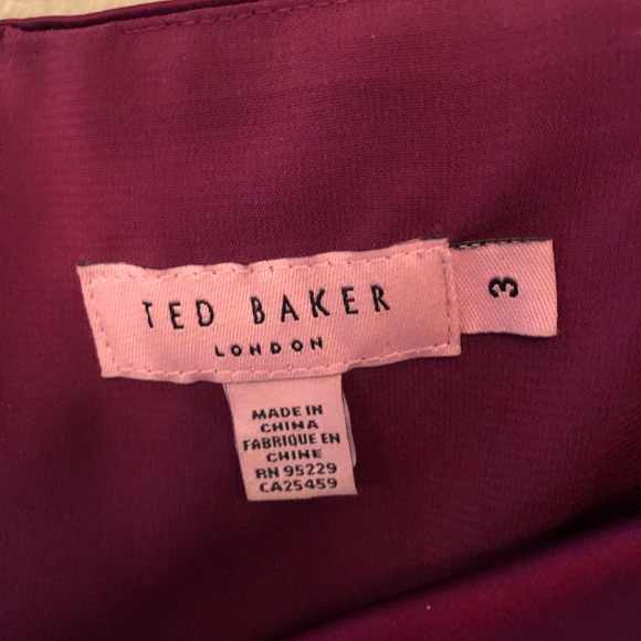 Ted Baker Cranberry Satin Dress Size 3 (M/L) - Picture 3 of 3